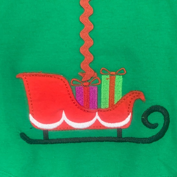 Nordstrom Iris & Ivy Holiday Dress w/ Santa, Reindeer & Sleigh Accents & Bows - Picture 3 of 7